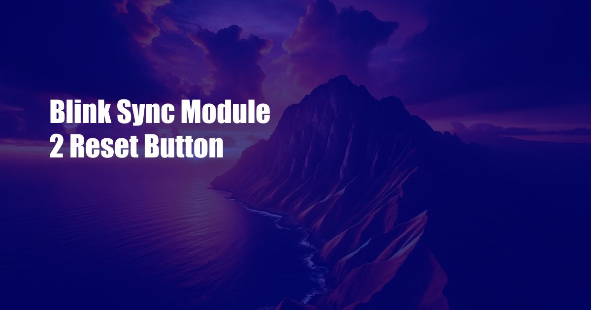 Blink Sync Module 2 Reset Button