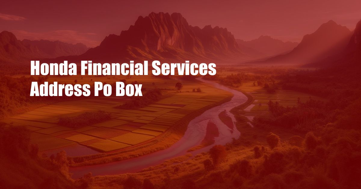 Honda Financial Services Address Po Box