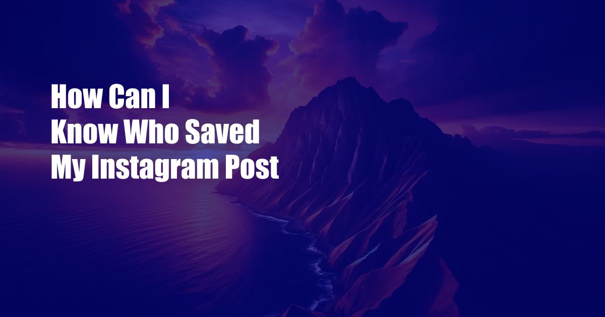 How Can I Know Who Saved My Instagram Post