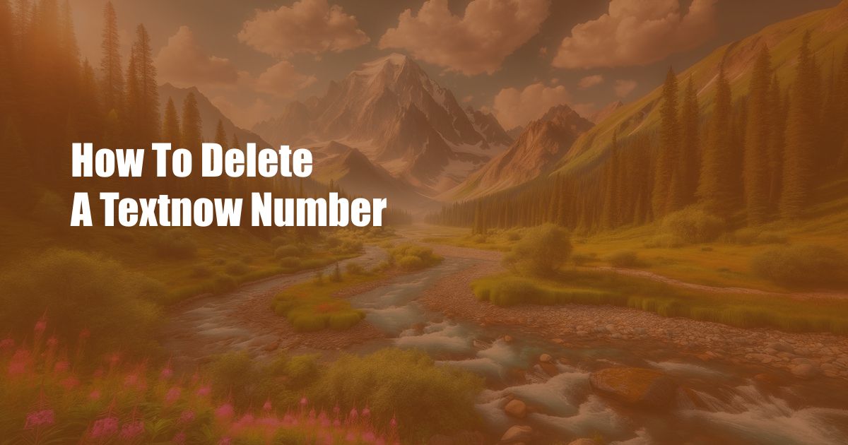 How To Delete A Textnow Number