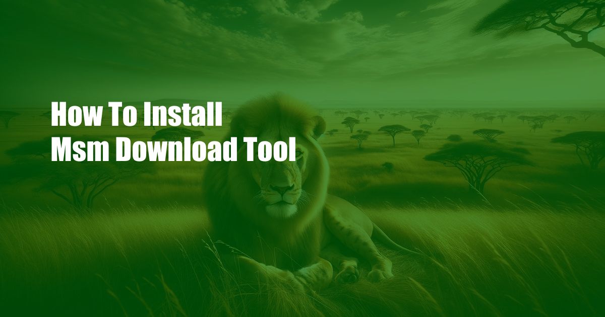 How To Install Msm Download Tool