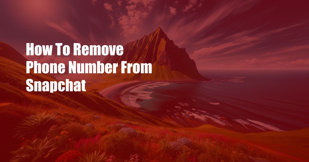 How To Remove Phone Number From Snapchat