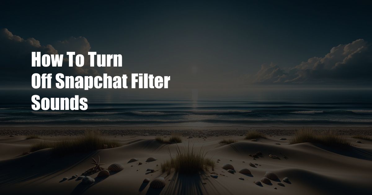 How To Turn Off Snapchat Filter Sounds