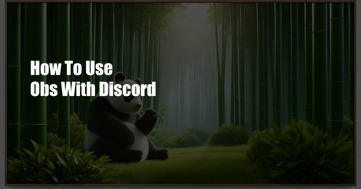 How To Use Obs With Discord