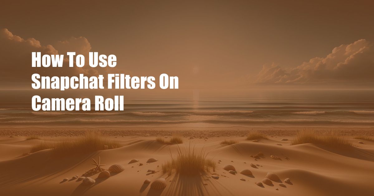 How To Use Snapchat Filters On Camera Roll