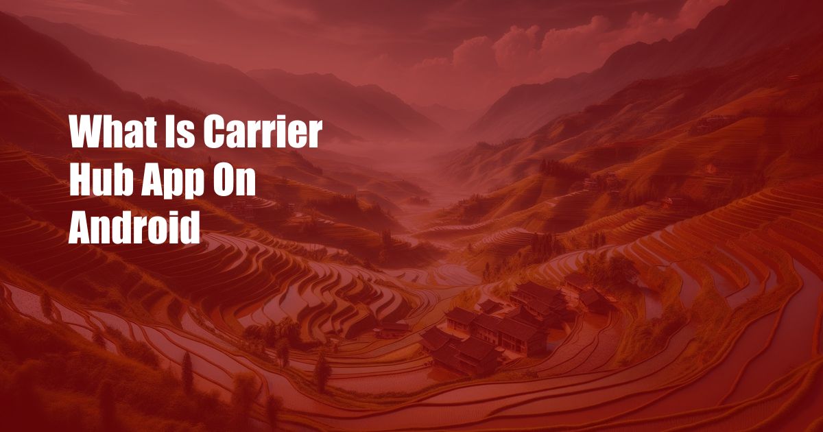 What Is Carrier Hub App On Android